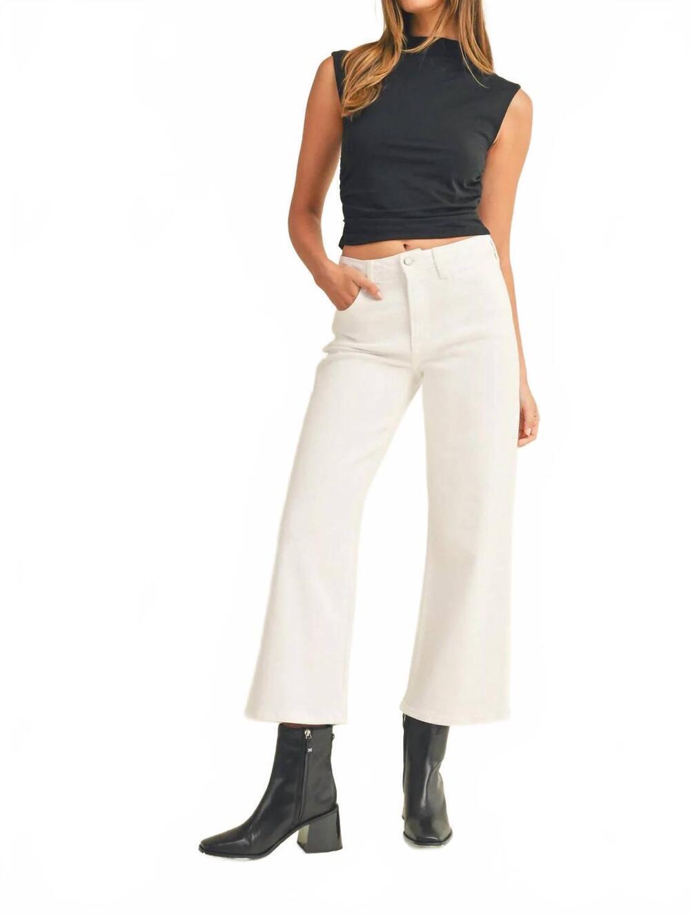 NEW JUST BLACK DENIM slim wide leg jeans in optic white